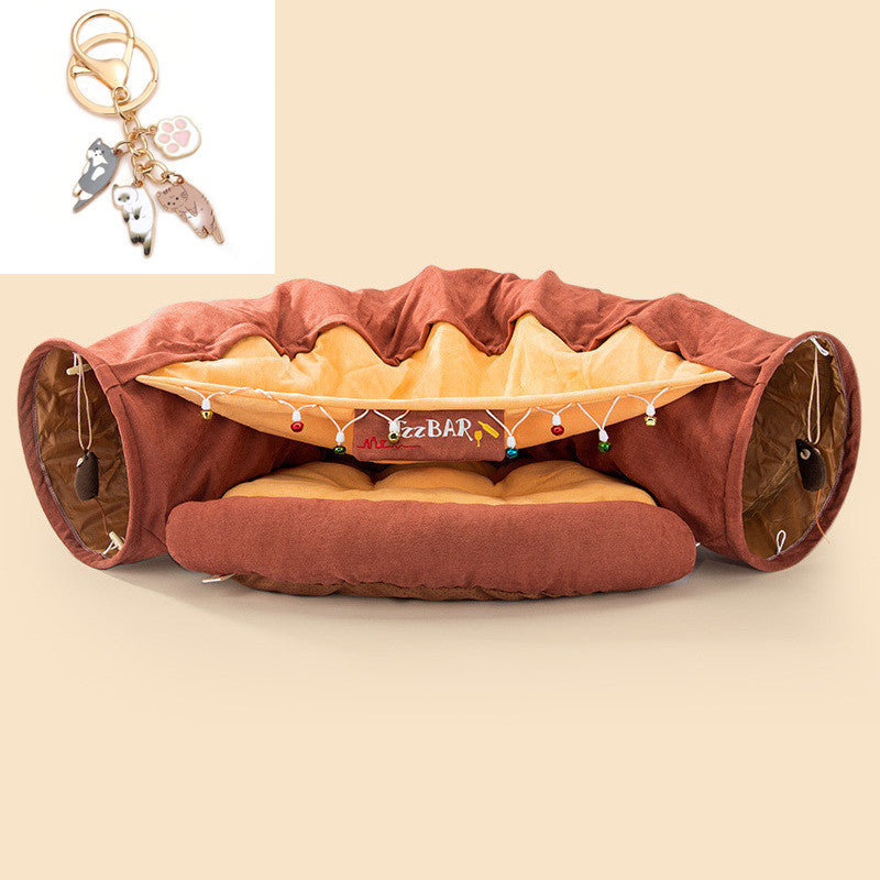 Collapsible Cat Play Tunnel Hammock Bed Durable Washable