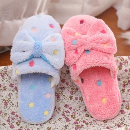 Bowknot cotton slippers