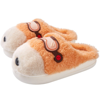 Velvet Cotton Slippers Household Indoor Warm Fleece-lined Non-slip Cotton Slippers