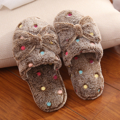 Bowknot cotton slippers