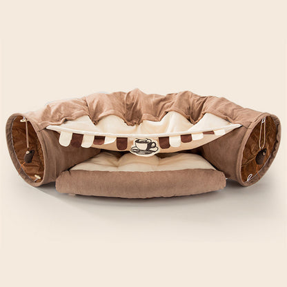 Collapsible Cat Play Tunnel Hammock Bed Durable Washable