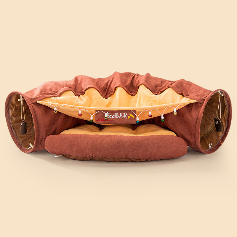 Collapsible Cat Play Tunnel Hammock Bed Durable Washable