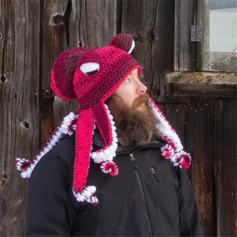 New Adult Hat Tricky And Funny Octopus Headgear Handmade Crochet Woolen Hat