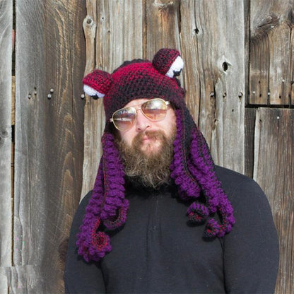 New Adult Hat Tricky And Funny Octopus Headgear Handmade Crochet Woolen Hat