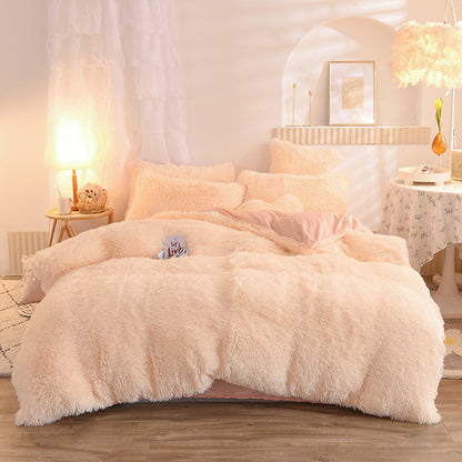 Luxury Thick Fleece Duvet Cover Queen King Warm Bed Quilt Cover Pillowcase Fluffy Plush Shaggy Bedclothes Bedding Set Winter Body Keep Warm