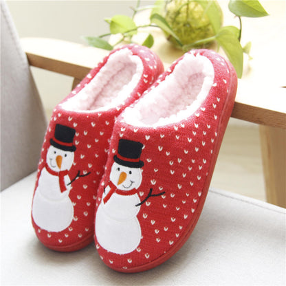 New Winter Christmas Snowman Couple Cotton Slippers Knitted