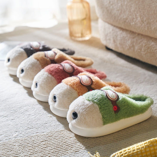 Velvet Cotton Slippers Household Indoor Warm Fleece-lined Non-slip Cotton Slippers