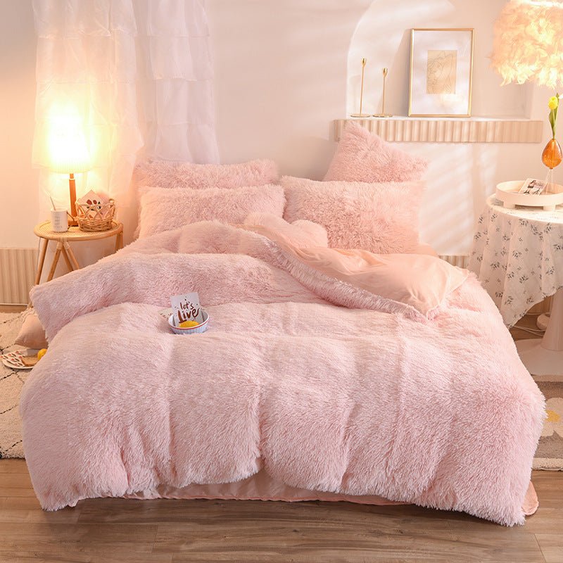 Luxury Thick Fleece Duvet Cover Queen King Warm Bed Quilt Cover Pillowcase Fluffy Plush Shaggy Bedclothes Bedding Set Winter Body Keep Warm