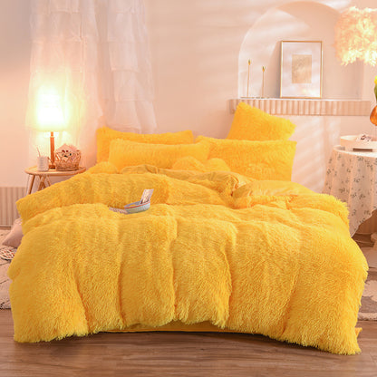 Luxury Thick Fleece Duvet Cover Queen King Warm Bed Quilt Cover Pillowcase Fluffy Plush Shaggy Bedclothes Bedding Set Winter Body Keep Warm