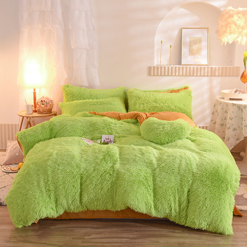 Luxury Thick Fleece Duvet Cover Queen King Warm Bed Quilt Cover Pillowcase Fluffy Plush Shaggy Bedclothes Bedding Set Winter Body Keep Warm