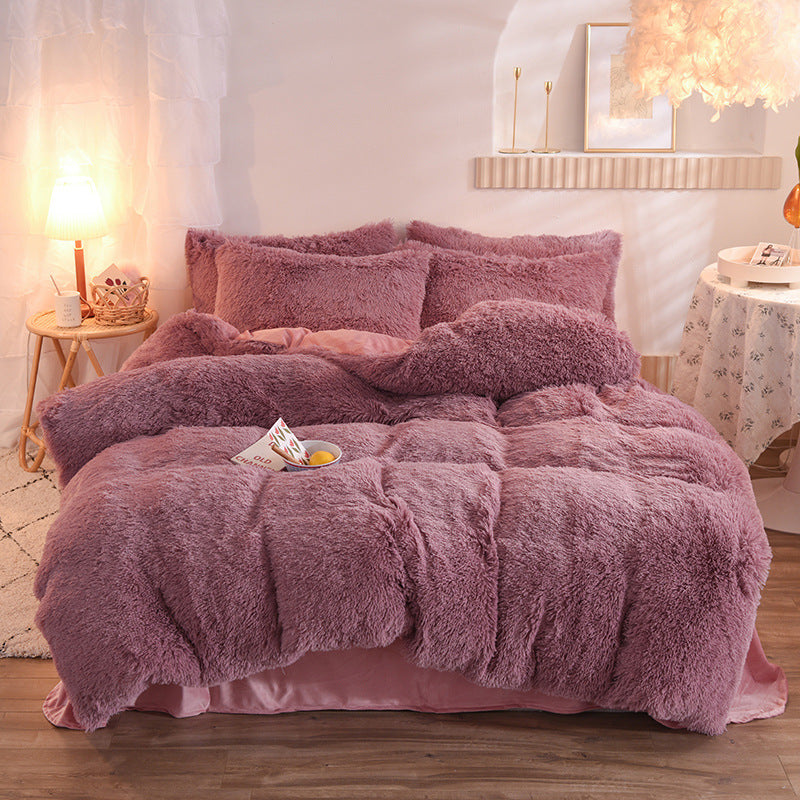 Luxury Thick Fleece Duvet Cover Queen King Warm Bed Quilt Cover Pillowcase Fluffy Plush Shaggy Bedclothes Bedding Set Winter Body Keep Warm