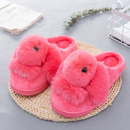 Winter cartoon rabbit cotton slippers Women's home cotton slippers Thick wear-resistant wild indoor warm slippers