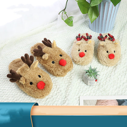 Household Cotton Velvet Antler Parent-child Slippers