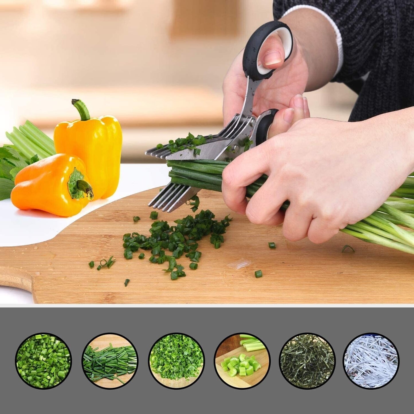 Herb Scissors With Multi Blades Stainless Steel