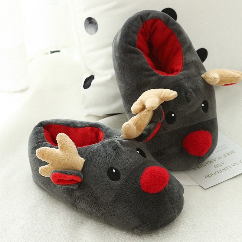 Cute and funny plush cotton slippers