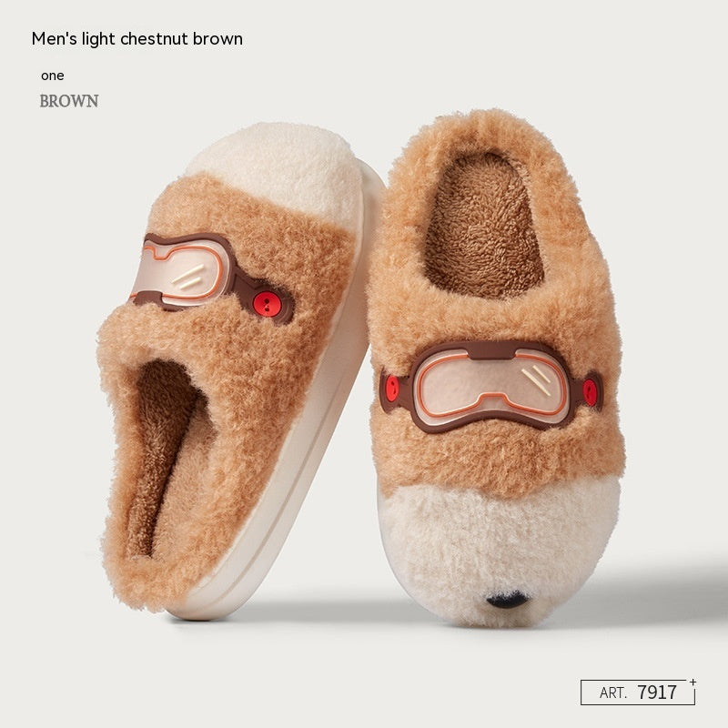 Velvet Cotton Slippers Household Indoor Warm Fleece-lined Non-slip Cotton Slippers