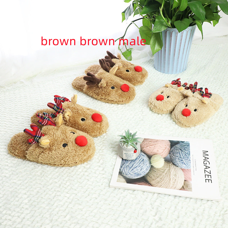 Household Cotton Velvet Antler Parent-child Slippers