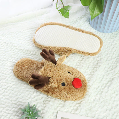 Household Cotton Velvet Antler Parent-child Slippers