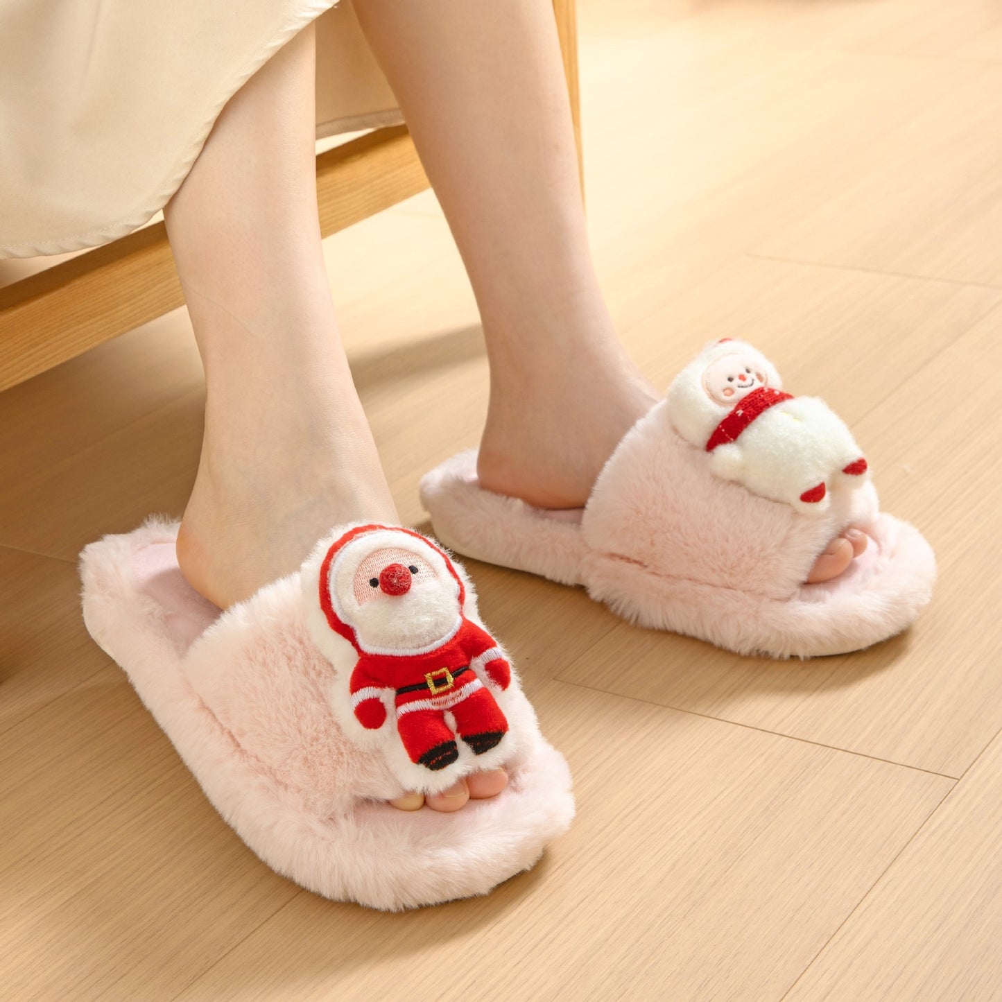 Santa Claus Opens Cotton Slippers Rooms And Women